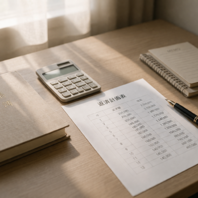 借入金を月々の経費として整えて捉える静かな経営のイメージ