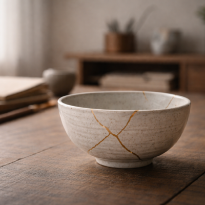 補修された器が正しい努力と品性の向上を象徴するイメージ