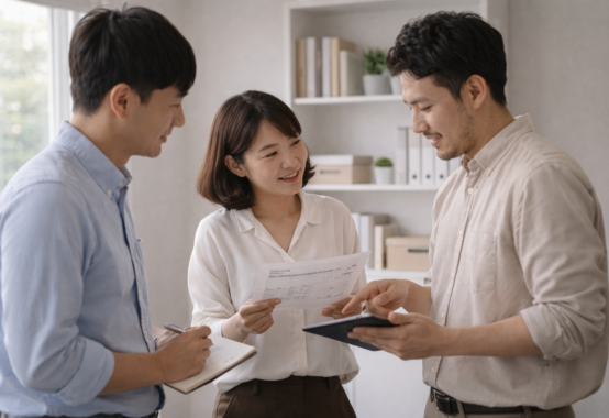 社員同士が報告連絡相談を通して信頼を築く職場のイメージ