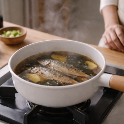 小魚を静かに煮る様子が過干渉しない経営を象徴するイメージ