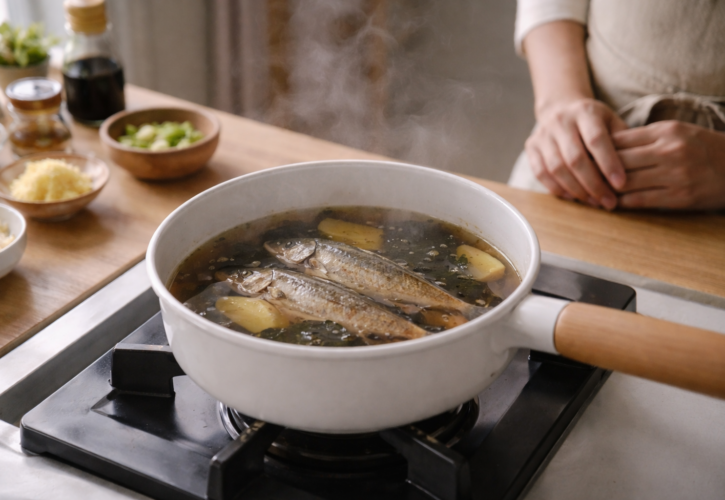 小魚を静かに煮る様子が過干渉しない経営を象徴するイメージ