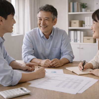 経営者と社員が人件費比率や黒字化の仕組みを共有するイメージ